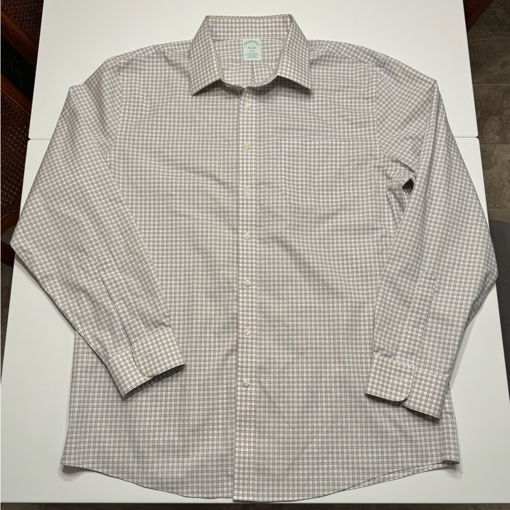 Brooks Brothers Classic Brown Checkered Dress Shirt - Picture 2 of 3